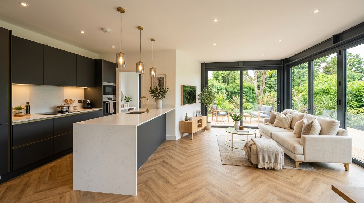 Open-Concept Living & Quartz Kitchen Suite